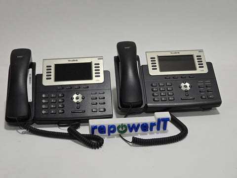 2x Yealink SIP-T29G 16 Line IP Phones with stand, headset and cord. No PSU - B Grade
