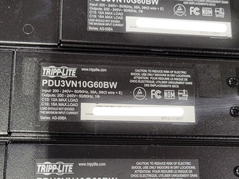 Lot of 10x TrippLite PDU3VN10G60BW 3-Phase Monitored 14.5kW PDUs USED