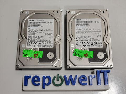 Lot of 2x HGST HUS726040ALS210 0F27003 4TB 12Gbps 3.5" SAS HDDs - TESTED GOOD