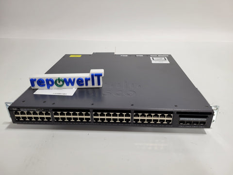 Cisco WS-C3650-48FQ-E 48 Port PoE+ 4x10G SFP Catalyst 3650 Switch + Ears Grade C