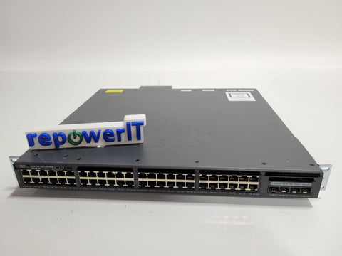 Cisco WS-C3650-48FQ-S 48 Port PoE+ 4x10G SFP Catalyst 3650 Switch + Ears Grade C