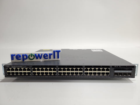 Cisco WS-C3650-48FQ-S 48 Port PoE+ 4x10G SFP Catalyst 3650 Switch + Ears Grade C