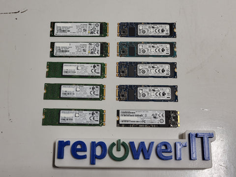 Lot of 10x Mixed Brand/Model 256GB M.2 SATA SSDs USED - TESTED GOOD