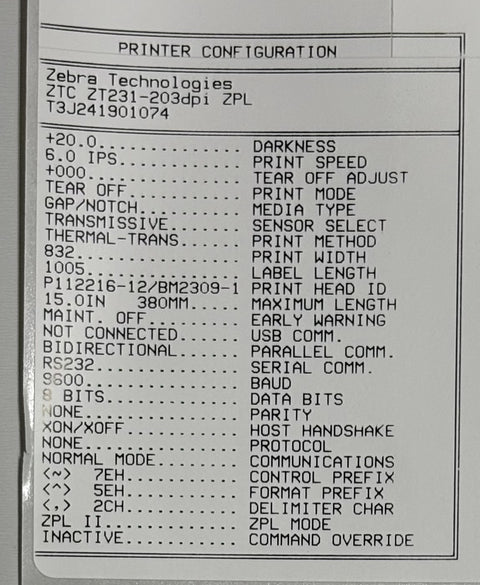 Zebra ZT231 Industrial Label Printer 3500+ Labels Printed 203 DPI Grade B