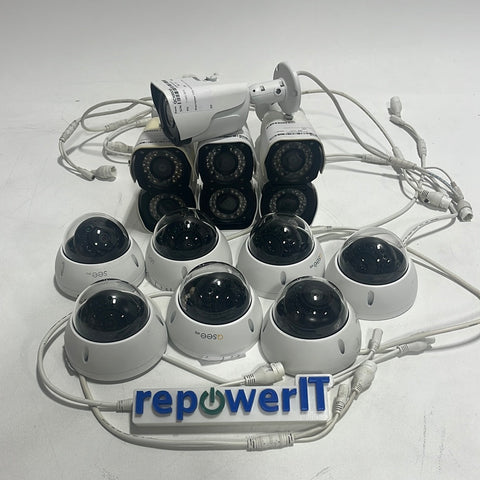 Lot of Qsee 7x QCN8026B 1080p HD IP Bullet Security Camera + 7x QCN8030D IP Dome Camera USED